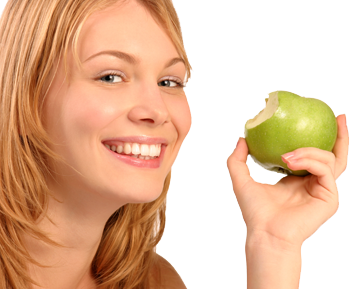 Frau mit Apfel